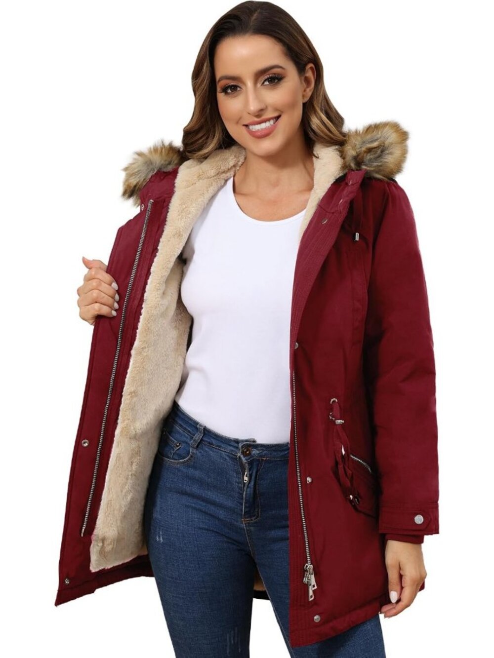 Cozy Fleece Lined Women's Winter Parka Jacket with Hood - Warm & Stylish